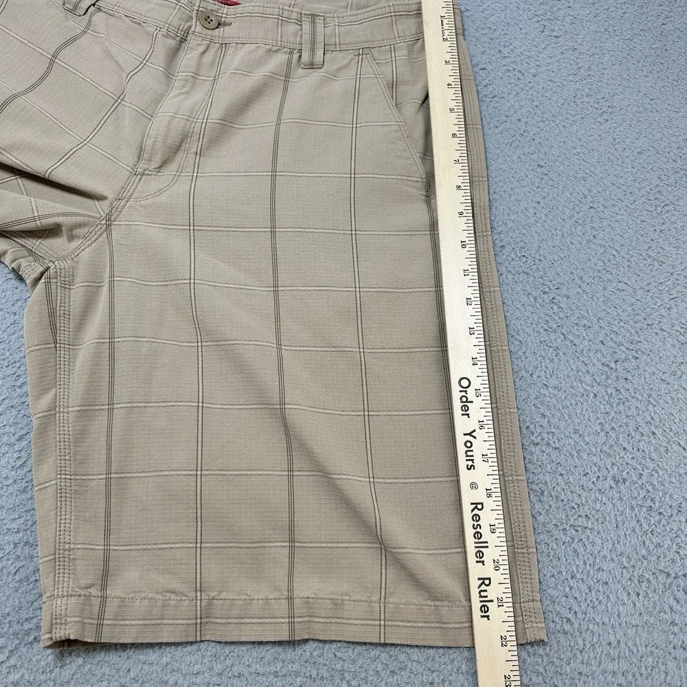 NORTH FACE Shorts Mens 38 Beige Plaid‎ Performance Outdoor Hiking Stretch Beach
